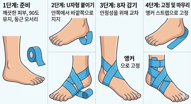 발목 테이핑 하는 방법 인포그래픽